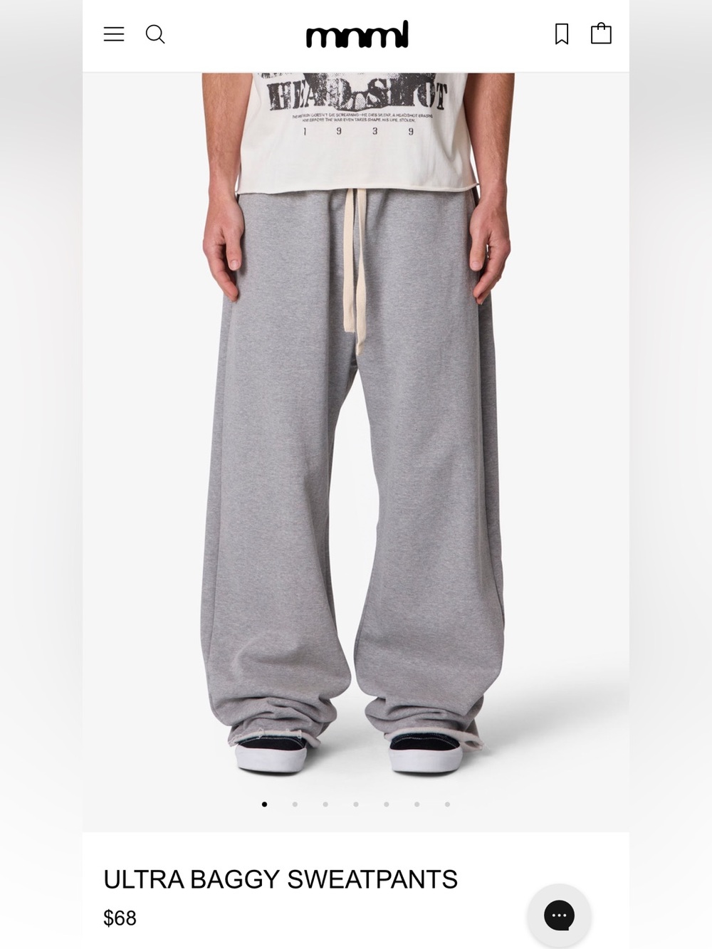 MNML Light Gray Ultra Baggy Sweatpants with Cream Drawstring